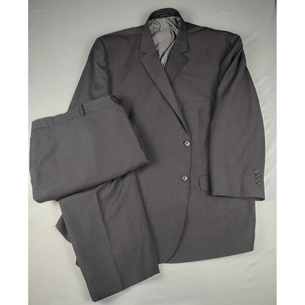 Pronto Uomo Mens 60R Two Piece Suit Gray 85% Wool Pants 52x27 Big Tall